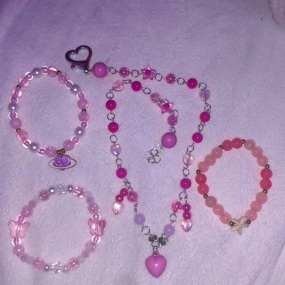 Jewelry - Pink Set 3 Bracelets 1 Necklace